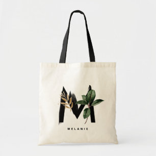 Bokstav M Monogram Tropiska blad Brudtärna Tygkasse