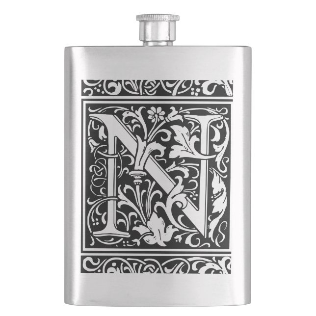 Bokstav N Medeltida Monogram Art Nouveau Fickplunta (Framsidan)