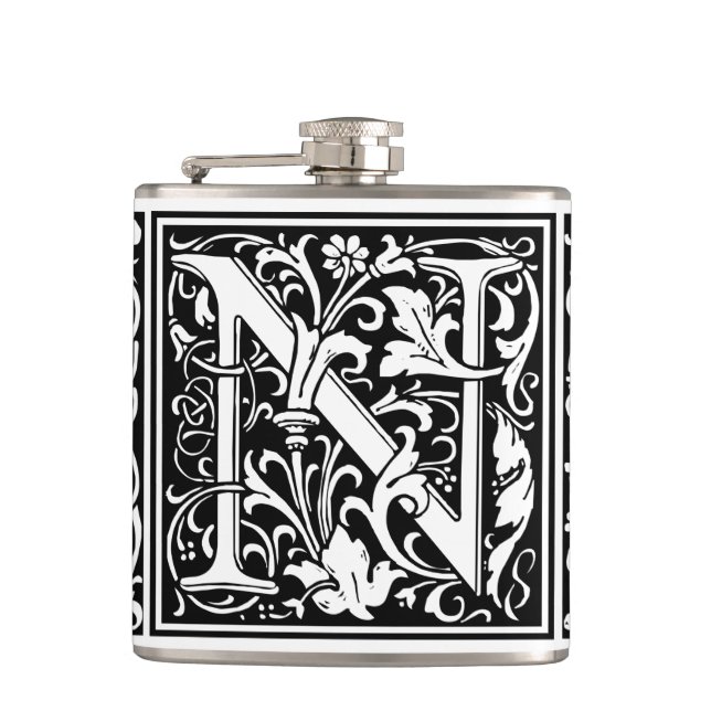Bokstav N Medeltida Monogram Art Nouveau Fickplunta (Framsidan)