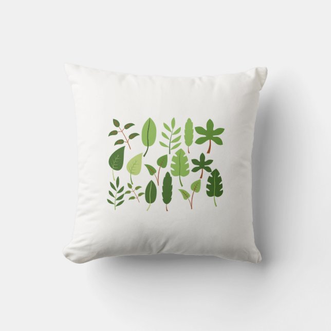Bokstav Natur Grön Design | Botanisk Alfabet Kudde (Framsida)