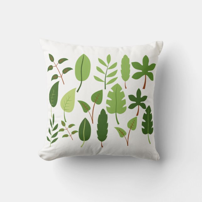 Bokstav Natur Grön Design | Botanisk Alfabet Kudde (Framsida)