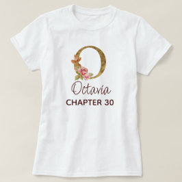 Bokstav O Guld Monogram Rosafärgade Rosor Födelsed T Shirt