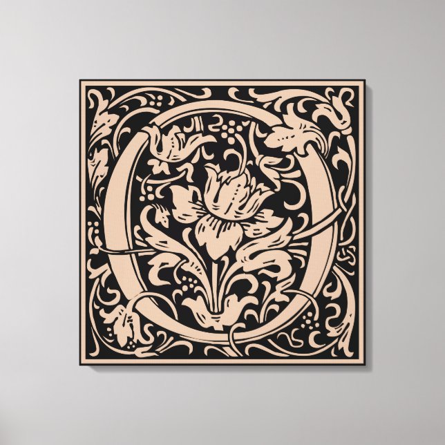 Bokstav O Medeltida Monogram Art Nouveau Canvastryck (Framsida)