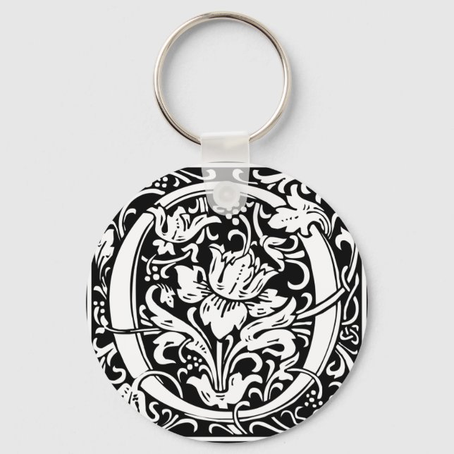 Bokstav O Medeltida Monogram Art Nouveau Nyckelring (Framsida)