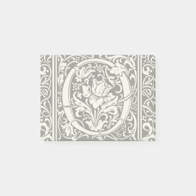 Bokstav O Medeltida Monogram Art Nouveau Post-it Block (Framsida)