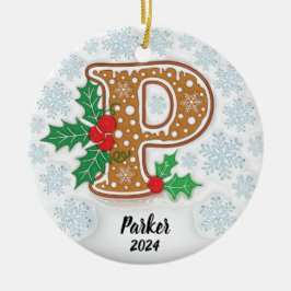Bokstav P Anpassad Namn Monogram Jul Julgransprydnad Keramik