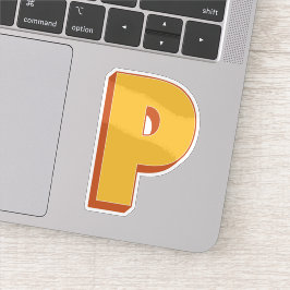 Bokstav P Monogram, Fet 3D Typsnitt Initial  Klistermärken