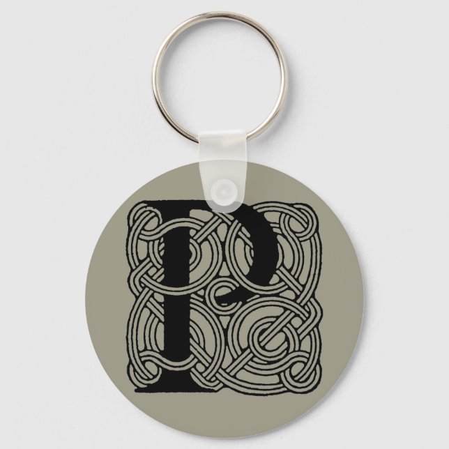 Bokstav P Monogram Vintage Keltisk Knuttryck Nyckelring (Framsida)