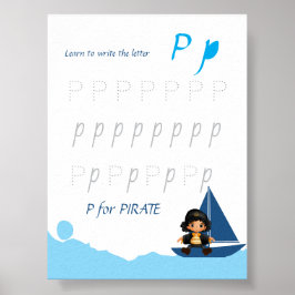 Bokstav P Spårningsaffisch för barn Poster
