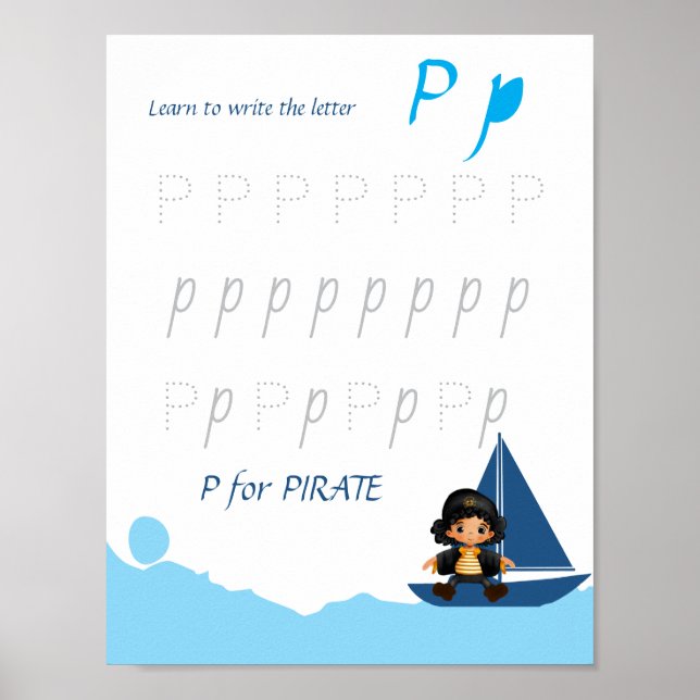 Bokstav P Spårningsaffisch för barn Poster (Framsidan)