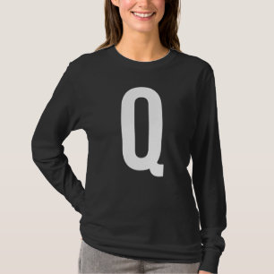 BOKSTAV Q ALFABET MONOGRAM INITIAL T SHIRT