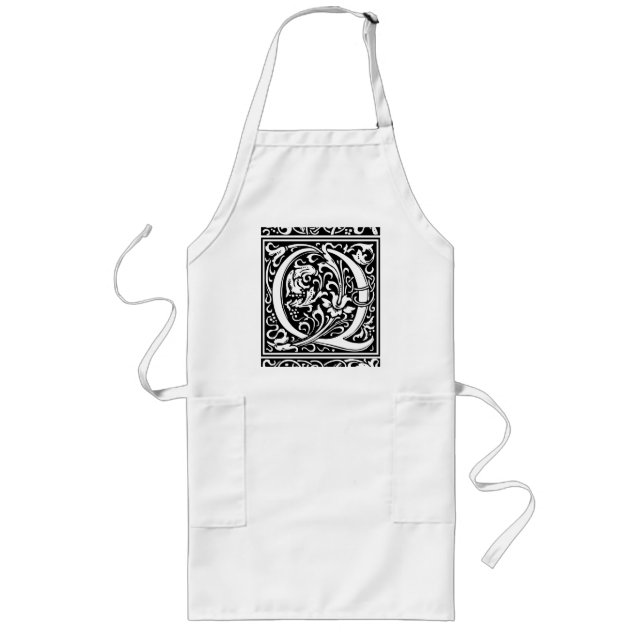 Bokstav Q medeltida monogram Art Nouveau Långt Förkläde (Framsidan)