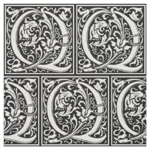 Bokstav Q medeltida monogram Art Nouveau Tyg