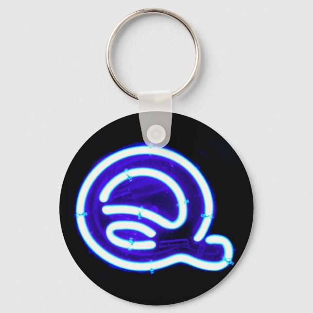 Bokstav "Q" Neonljusmonogram Nyckelring (Framsida)