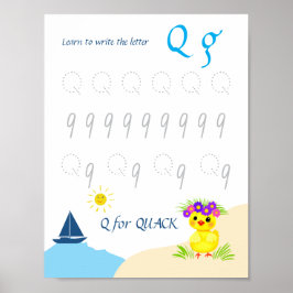 Bokstav Q Spårningsaffisch för Barn Poster