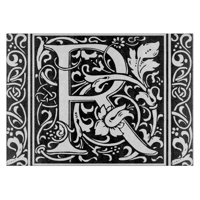 Bokstav R medeltida monogram Art Nouveau (Framsidan)
