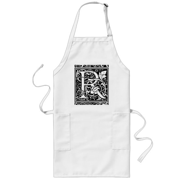 Bokstav R medeltida monogram Art Nouveau Långt Förkläde (Framsidan)