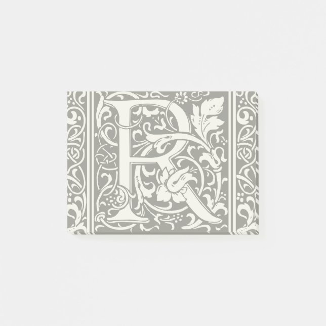 Bokstav R medeltida monogram Art Nouveau Post-it Block (Framsida)
