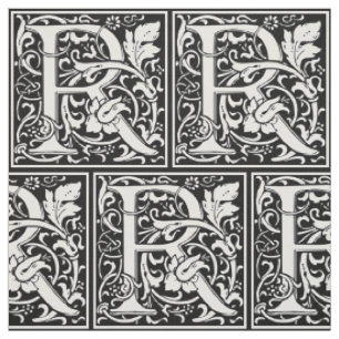 Bokstav R Medeltida Monogram Art Nouveau Tyg