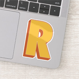 Bokstav R Monogram, Fet 3D Typsnitt Initial Klistermärken
