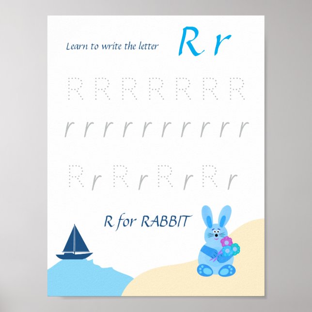 Bokstav R Spårningsaffisch för Barn Poster (Framsidan)