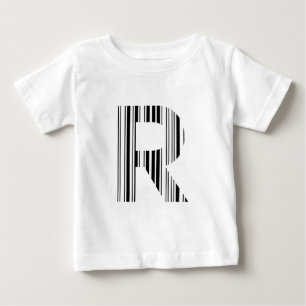 BOKSTAV R STreckKod Första Initial Streckkodsmönst Tee