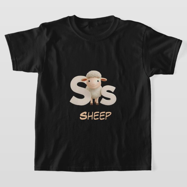 Bokstav S Får Pedagogisk Barn T-Shirt | Versal (Laydown)