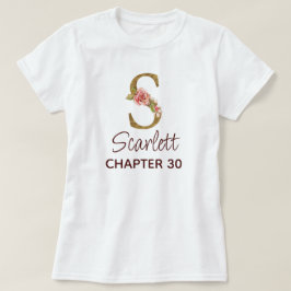 Bokstav S Guld Monogram Rosafärgade Rosor Födelsed T Shirt