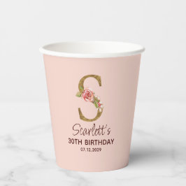 Bokstav S Guldmonogram Rosa Rosor