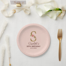 Bokstav S Guldmonogram Rosa Rosor