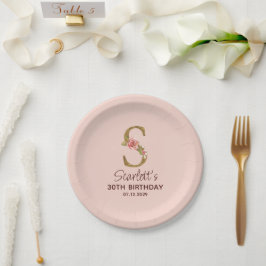 Bokstav S Guldmonogram Rosa Rosor