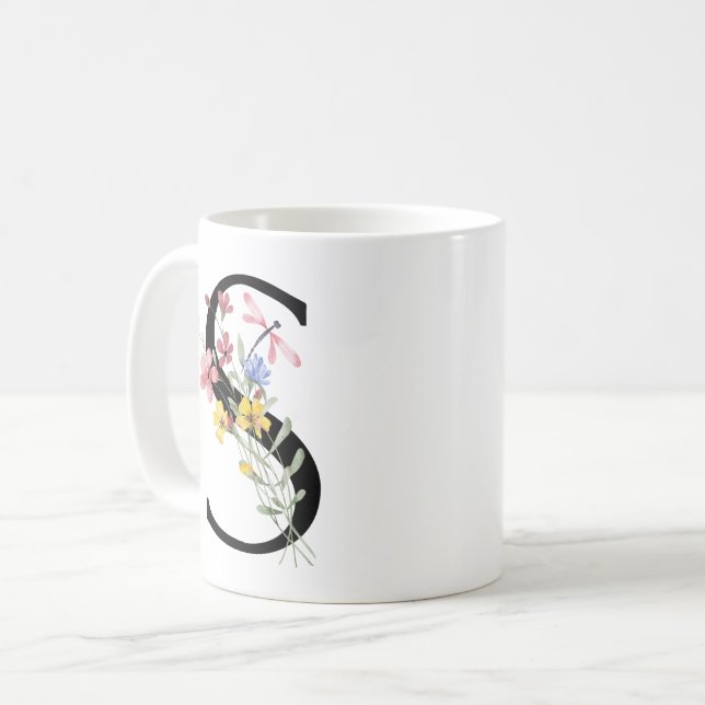 Bokstav S med blommor Kaffemugg (Framsida vänster)
