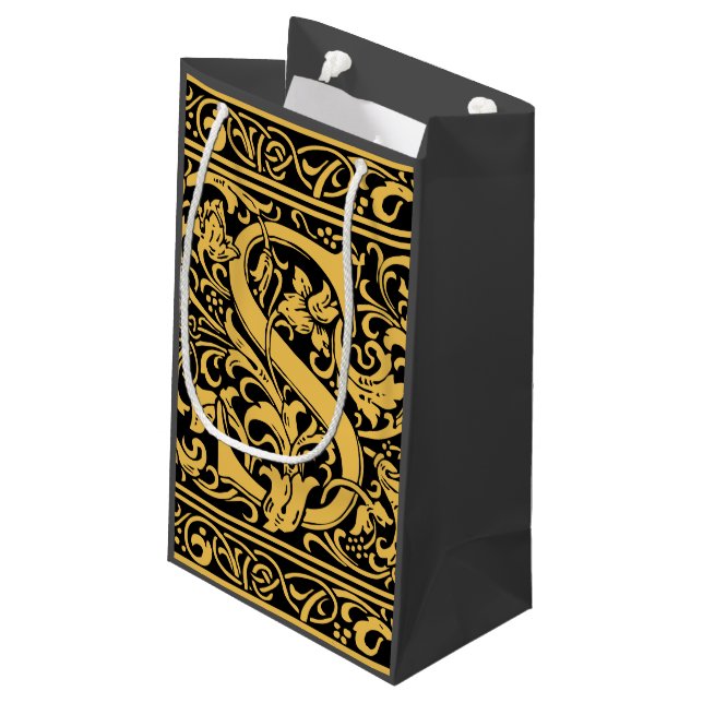 Bokstav S medeltida monogram Art Nouveau (Baksidan Vinklad)
