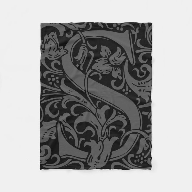Bokstav S medeltida monogram Art Nouveau Fleecefilt (Framsidan)