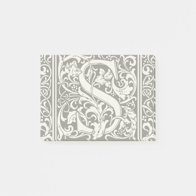 Bokstav S medeltida monogram Art Nouveau Post-it Block (Framsida)