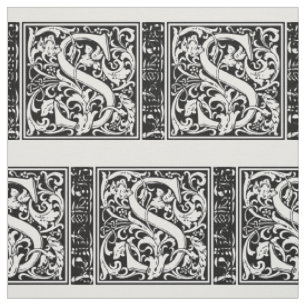 Bokstav S medeltida monogram Art Nouveau Tyg