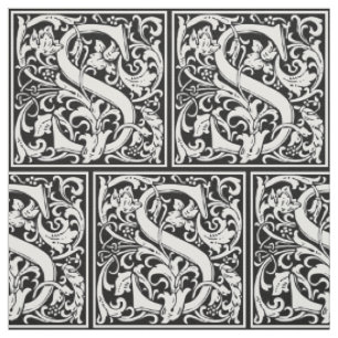 Bokstav S medeltida monogram Art Nouveau Tyg