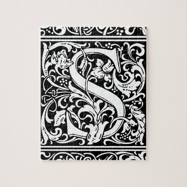 Bokstav S Medeltida Monogram Vintage Initial Pussel (Vertikal)