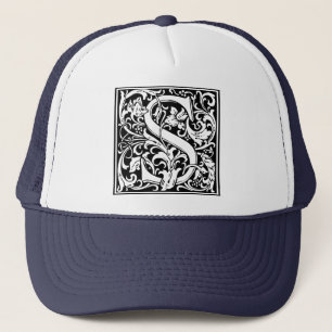 Bokstav S monogram initial Truckerkeps