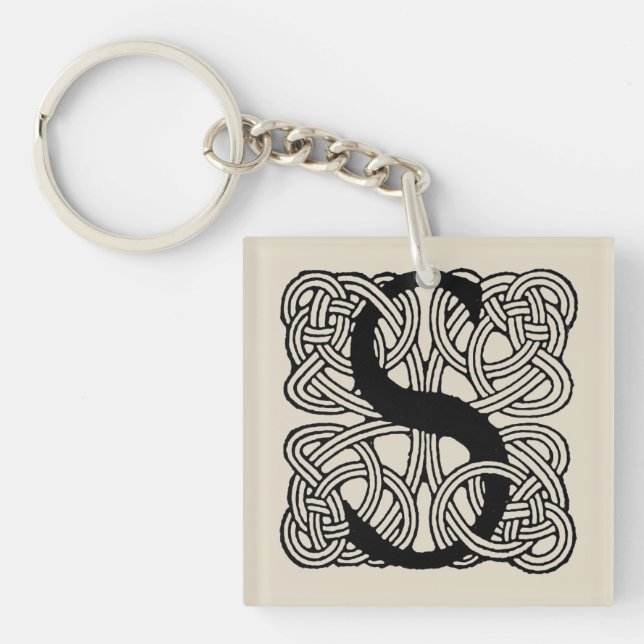 Bokstav S Monogram Vintage Keltisk Knuttryck (Framsidan)