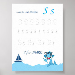 Bokstav S Spårningsaffisch för Barn Poster