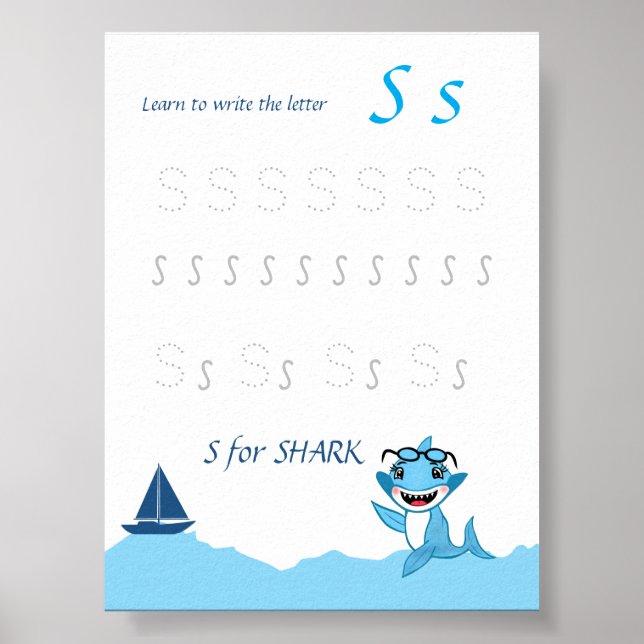 Bokstav S Spårningsaffisch för Barn Poster (Framsidan)