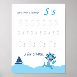 Bokstav S Spårningsaffisch för Barn Poster