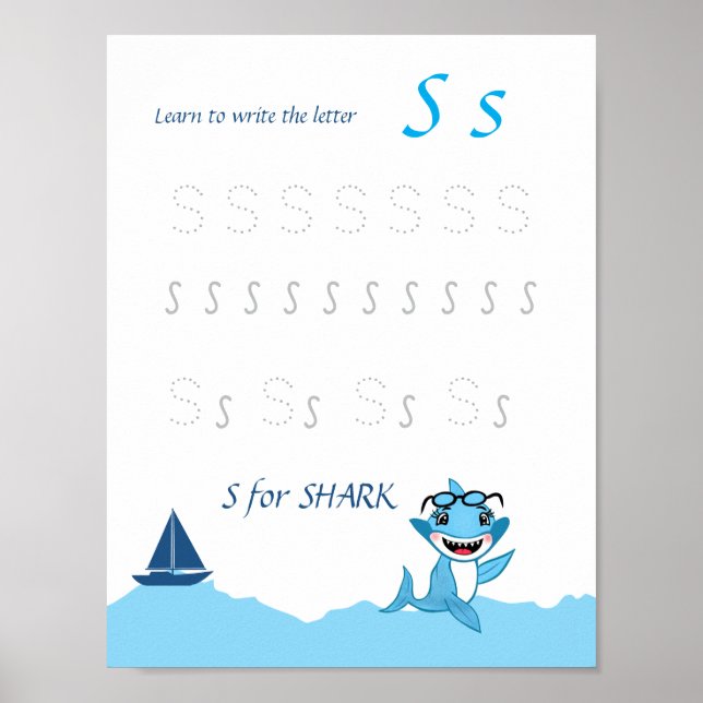 Bokstav S Spårningsaffisch för Barn Poster (Framsidan)