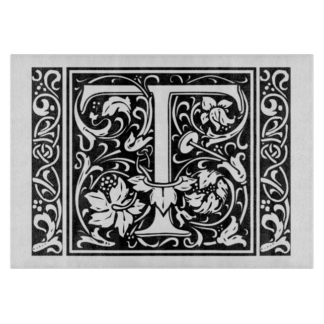 Bokstav T Medeltida Monogram Art Nouveau (Framsidan)