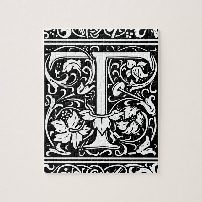 Bokstav T Medeltida Monogram Vintage Initial Pussel (Vertikal)