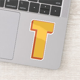 Bokstav T Monogram, Fet 3D Typsnitt Initial  Klistermärken