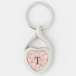 Bokstav T Twisted Heart Silverfärgad Nyckelring