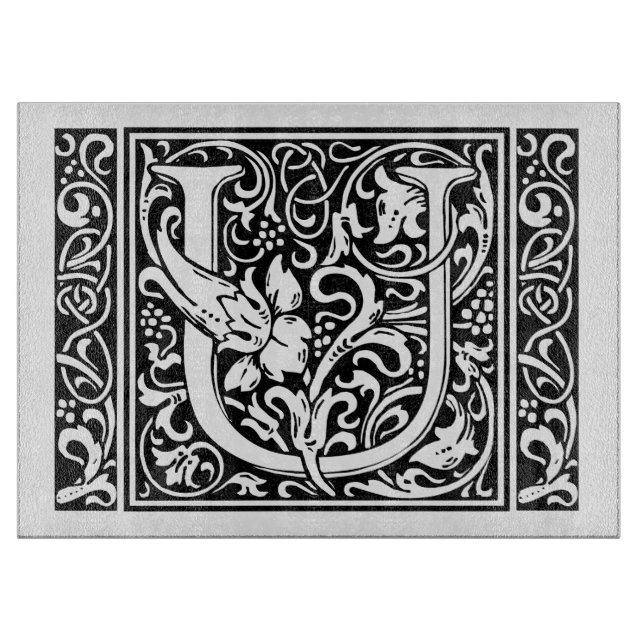 Bokstav U Medeltida Monogram Art Nouveau (Framsidan)