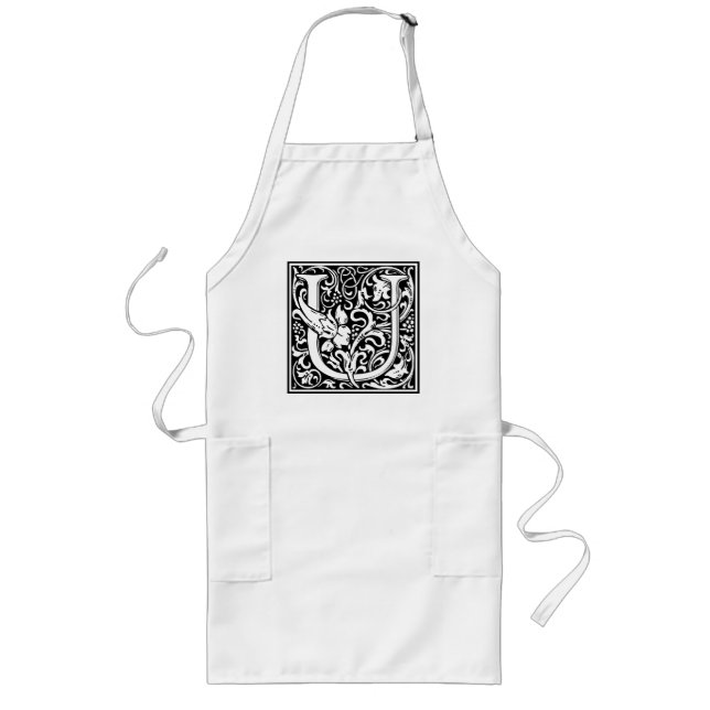 Bokstav U Medeltida Monogram Art Nouveau Långt Förkläde (Framsidan)